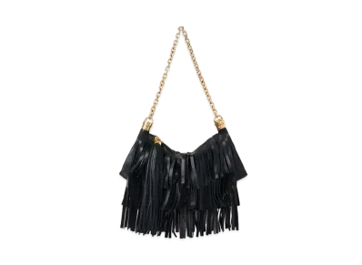 Chloe Small Foulard Shoulder Bag In Fringed Leather "Black"