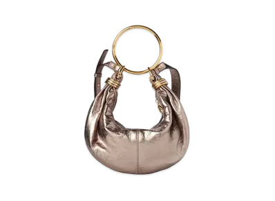 Chloe Small Bracelet Hobo Bag In Metallized Leather "Shiny Gray"