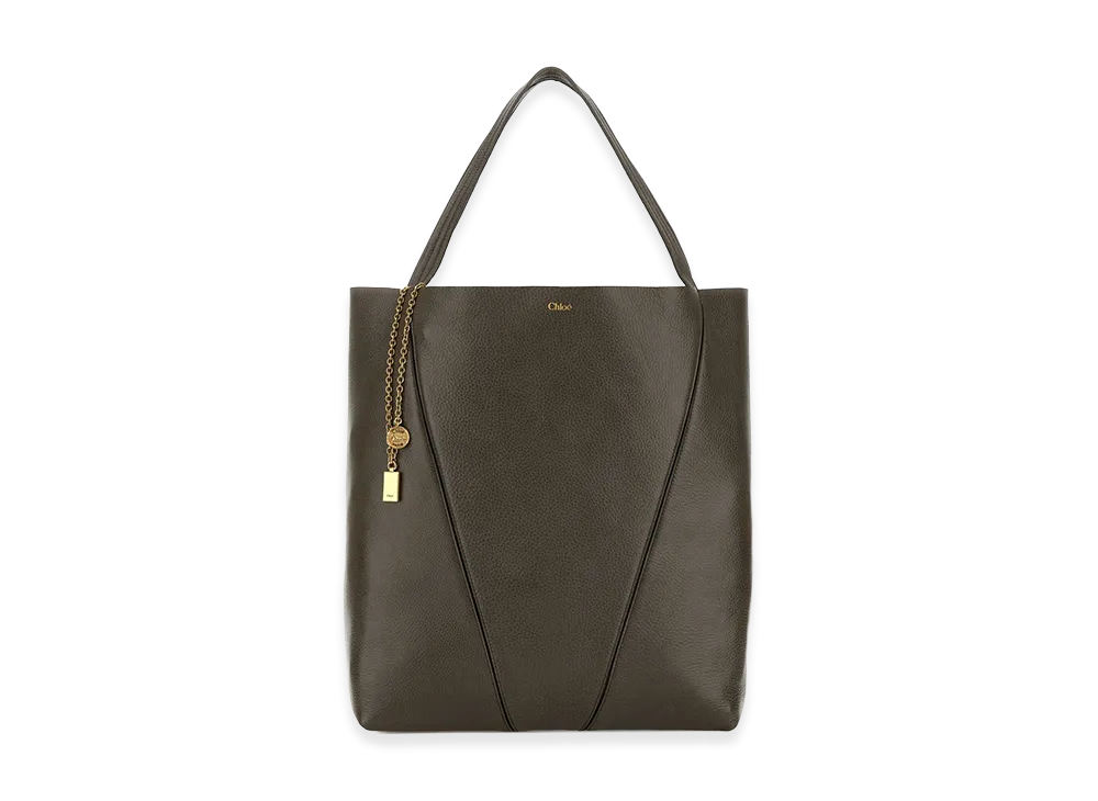 Chloe Women's Leather Large Spin Shopping Bag "Dark Grey"