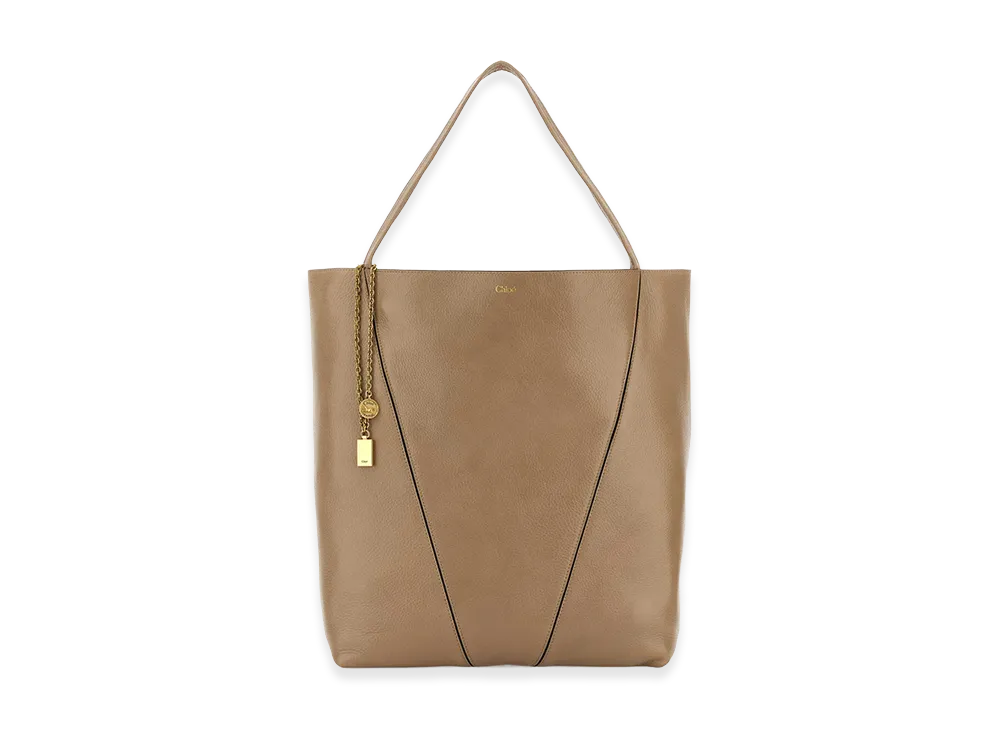 Chloe Women's Leather Large Spin Shopping Bag "Beige"