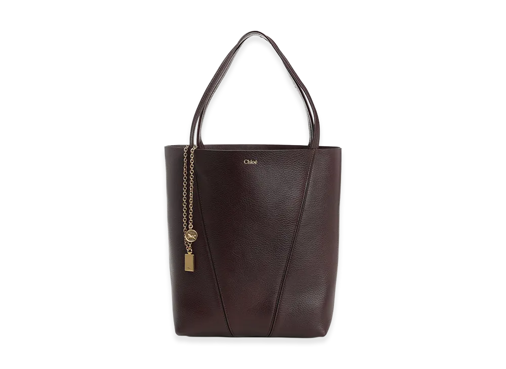 Chloe Women's Spin Large Hammered Leather Tote Bag "Dark Red"