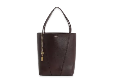 Chloe Women's Spin Large Hammered Leather Tote Bag "Dark Red"