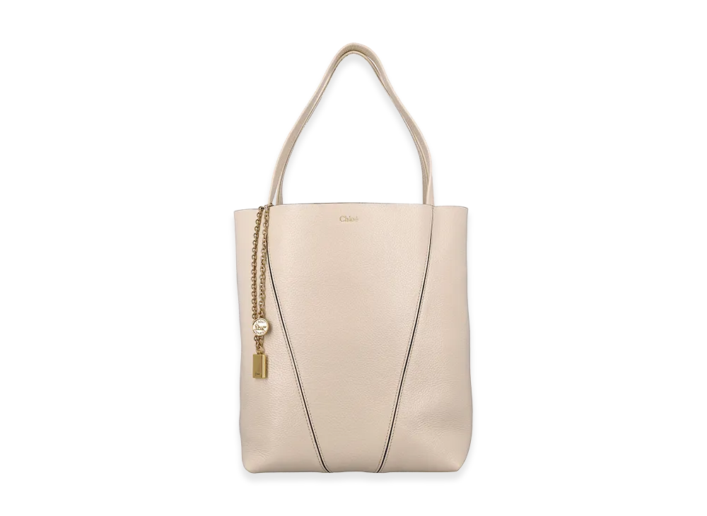 Chloe Women's Spin Large Hammered Leather Tote Bag "Beige"