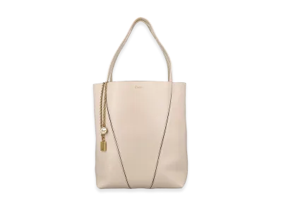 Chloe Women's Spin Large Hammered Leather Tote Bag "Beige"