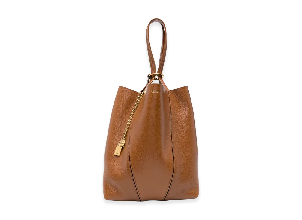 Chloe Women's Spin Large Hammered Leather Tote Bag "Brown"