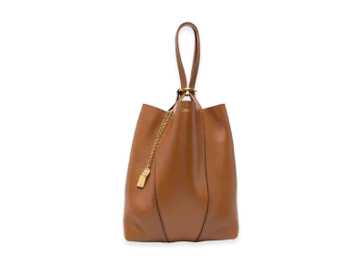 Chloe Women's Spin Large Hammered Leather Tote Bag "Brown"