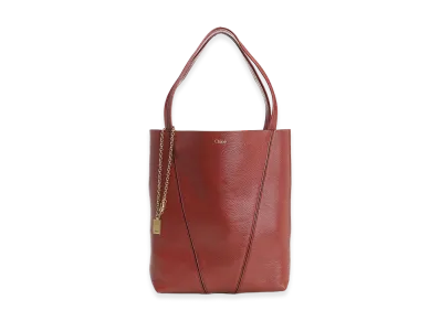 Chloe Women's Spin Large Hammered Leather Tote Bag "Red"