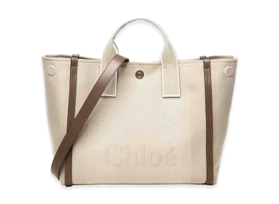 Chloe Women's Canvas Chloa Carry Shopping Bag "Beige"