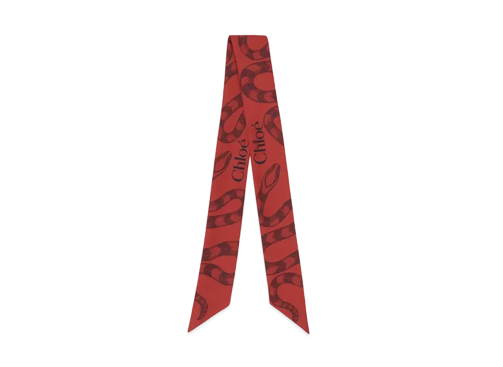 Chloe The Chloe Snake Bandeau Scarf In Silk "Red/Black"