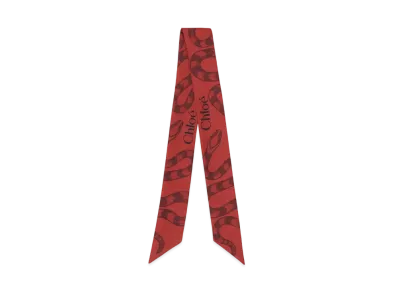 Chloe The Chloe Snake Bandeau Scarf In Silk "Red/Black"