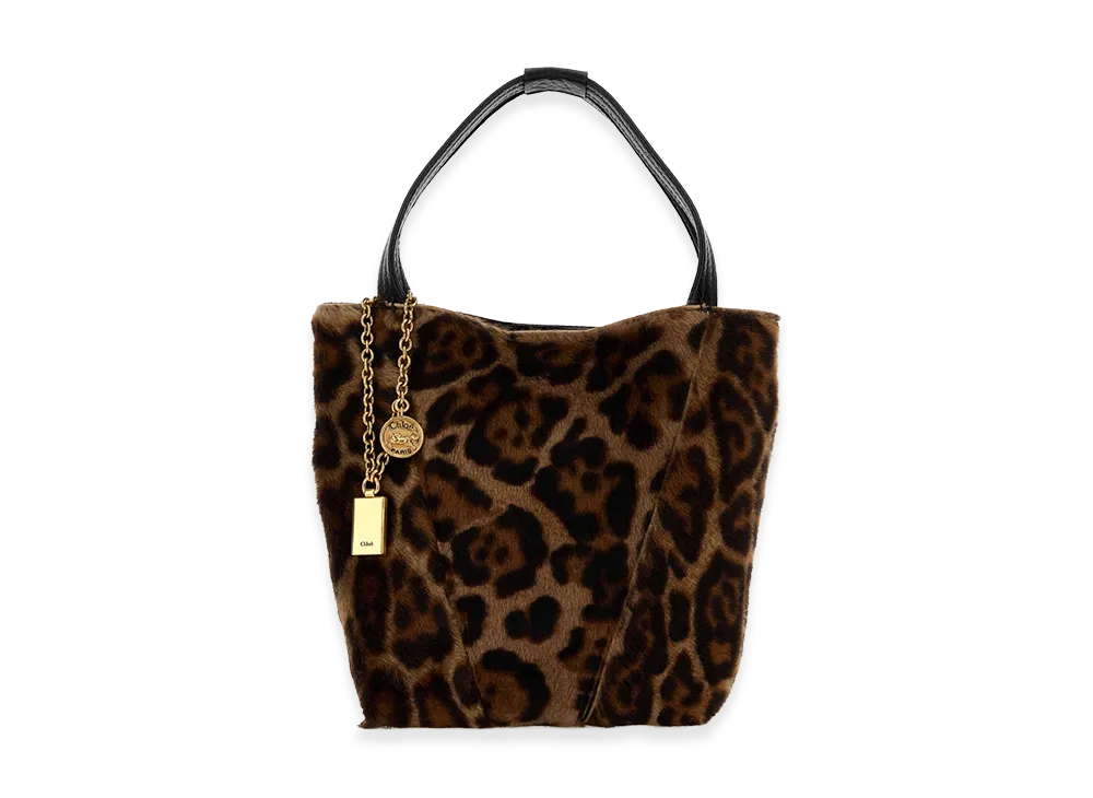 Chloe Women's Printed Calf Hair Small Spin Shopping Bag "Brown"