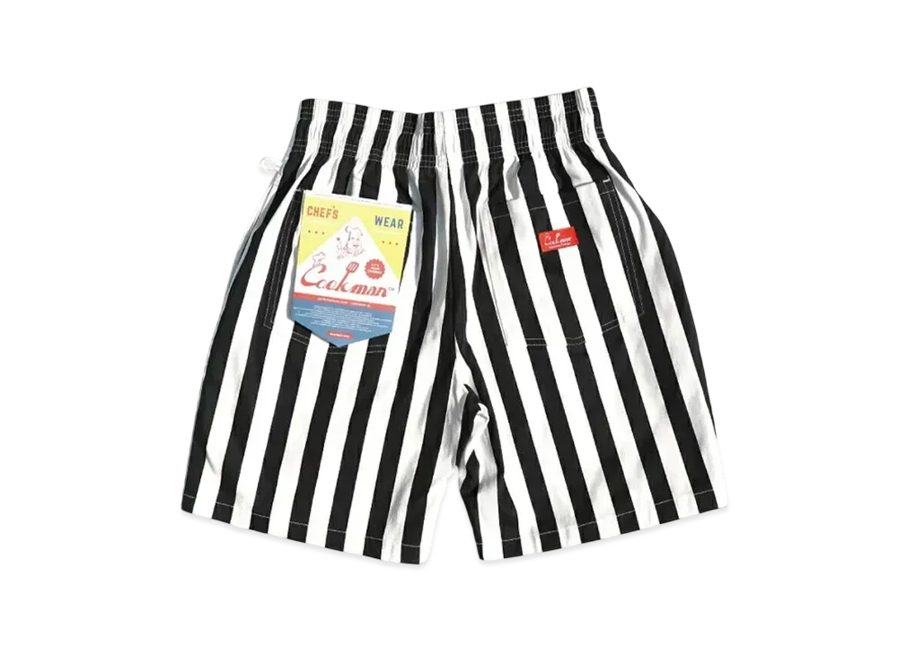 COOKMAN Chef Short Pants Wide stripe "Wide/Stripe/Black"