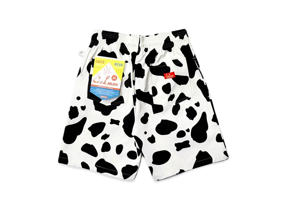 COOKMAN Chef Pants Chef Short Pants "Cow/White"