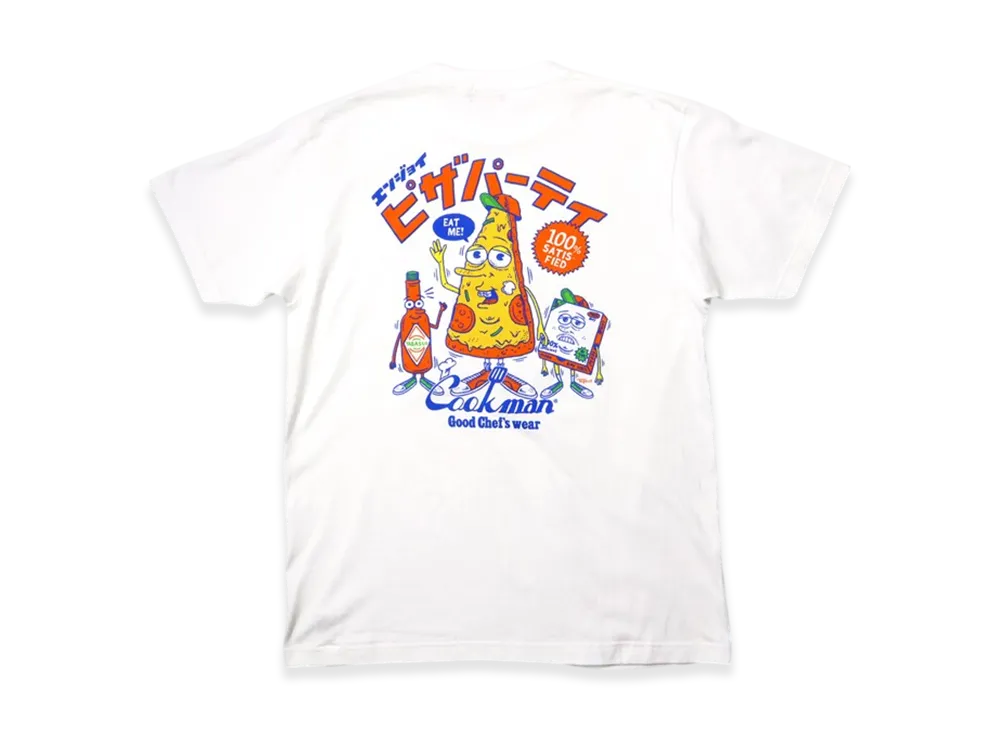 COOKMAN Short Sleeve T-Shirt TM Paint Enjoy Pizza Party "White"