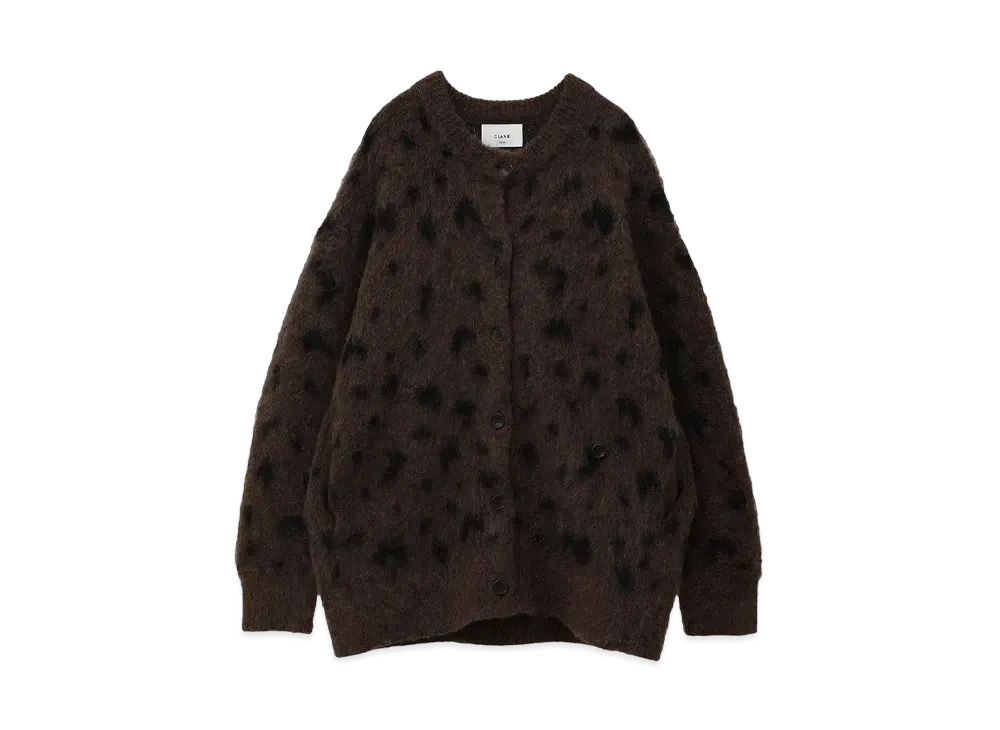 CLANE x Suzu Hirose Mohair Loose Knit Cardigan "Leopard"