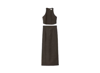 CLANE x Suzu Hirose 3WAY American Sleeve Bustier Straight Skirt Set "Brown Mix"