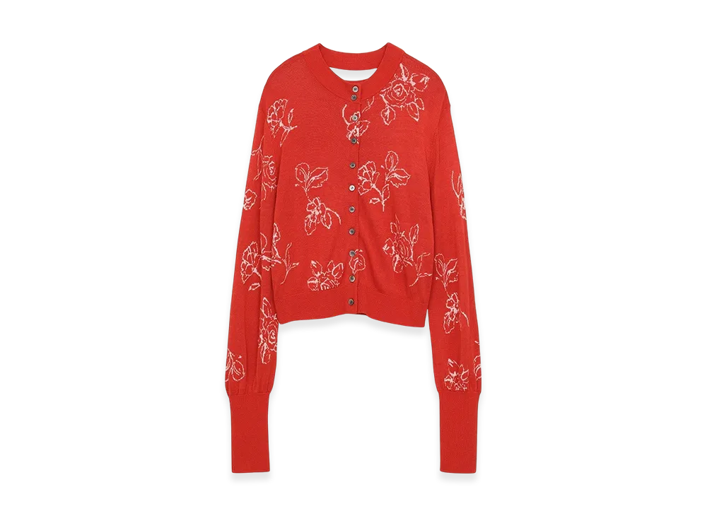 CLANE x Minami Tanaka Thin Flower W Face Cardigan "Red"
