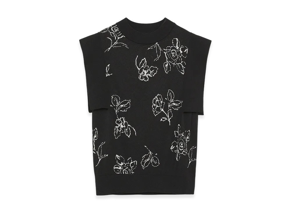 CLANE x Minami Tanaka Thin Flower Square Sleeve Knit Tops "Black"
