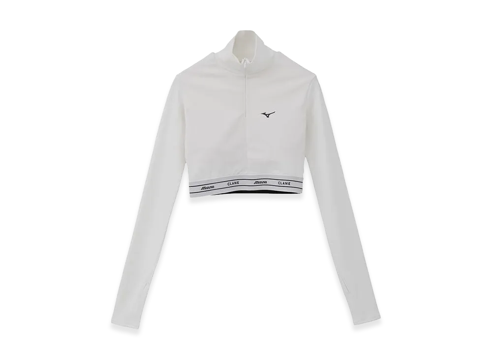 CLANE x Mizuno Half Zip Long Sleeve Tops "White"