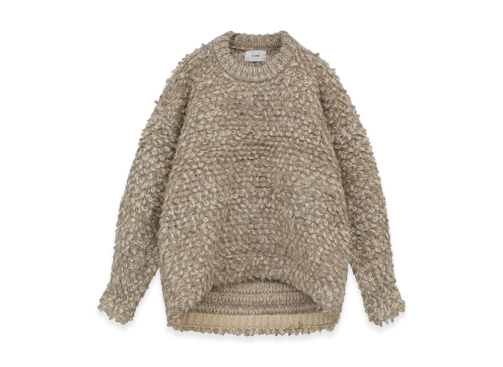 CLANE Women's Mix Loop Mohair Knit Tops "Beige"