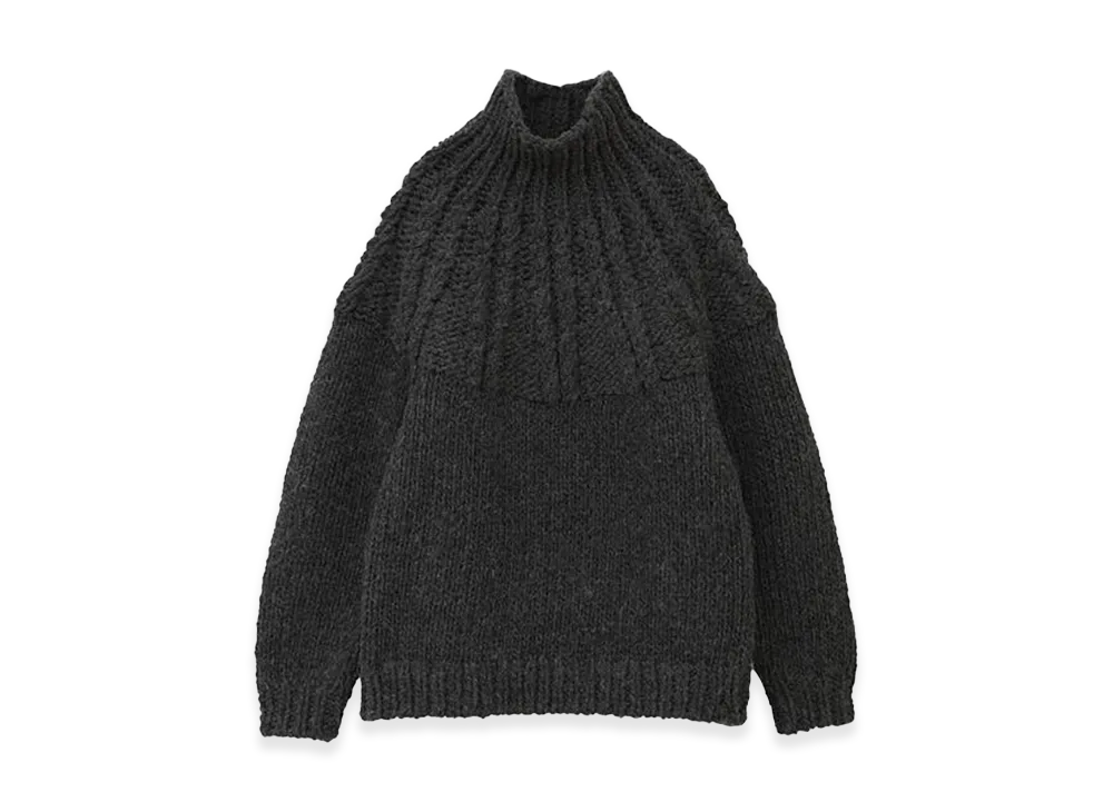 CLANE Women's Chunky Cable Hand Knit Tops "Grey"
