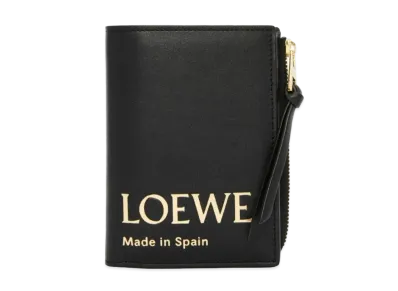 LOEWE Embossed Loewe Compact Wallet Slim Shinina Papa Calfskin "Black"