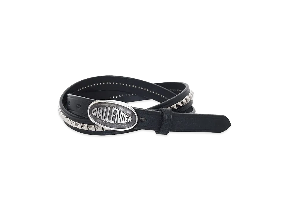 CHALLENGER Leather Belt "Black/Silver"