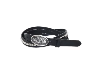 CHALLENGER Leather Belt "Black/Silver"