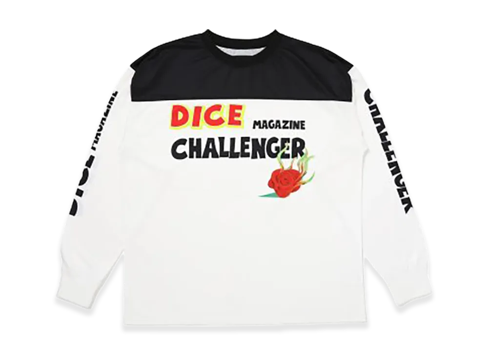 CHALLENGER x Dice Magazine / L/S Dry Dice Tee "White/Black"