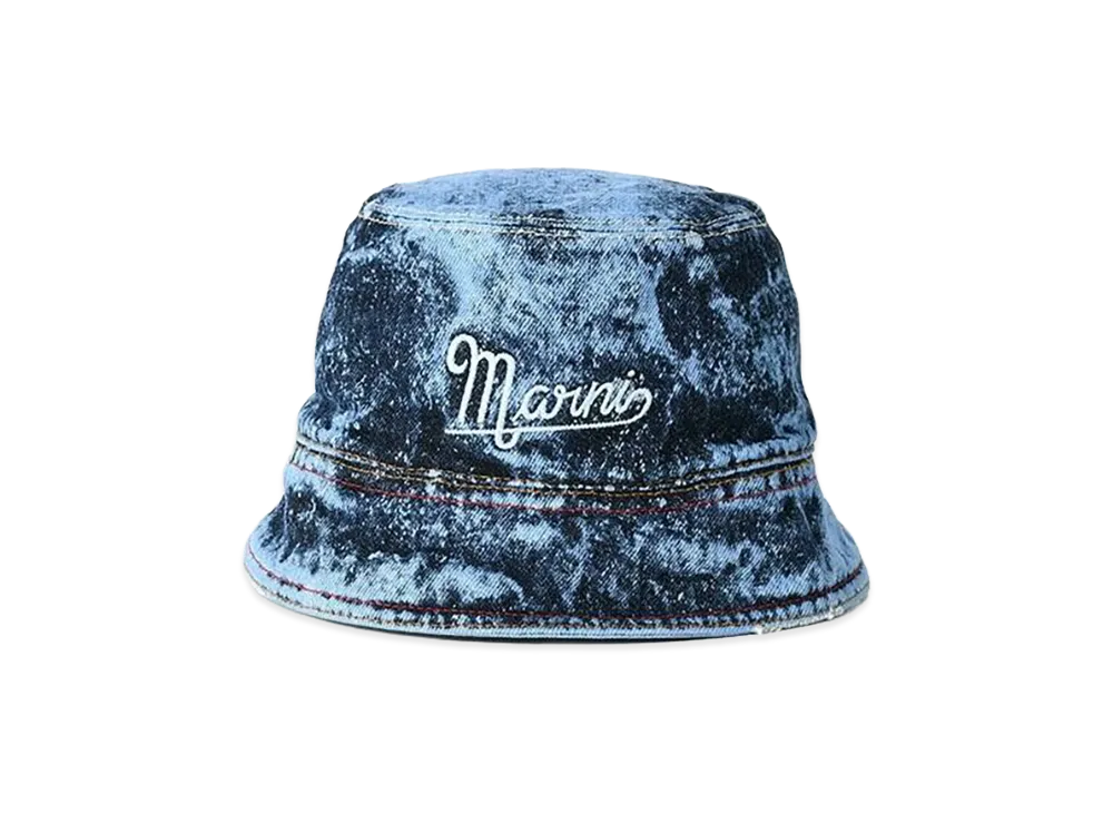 MARNI Women's Marble Dye Bucket Hat "Blue Denim"