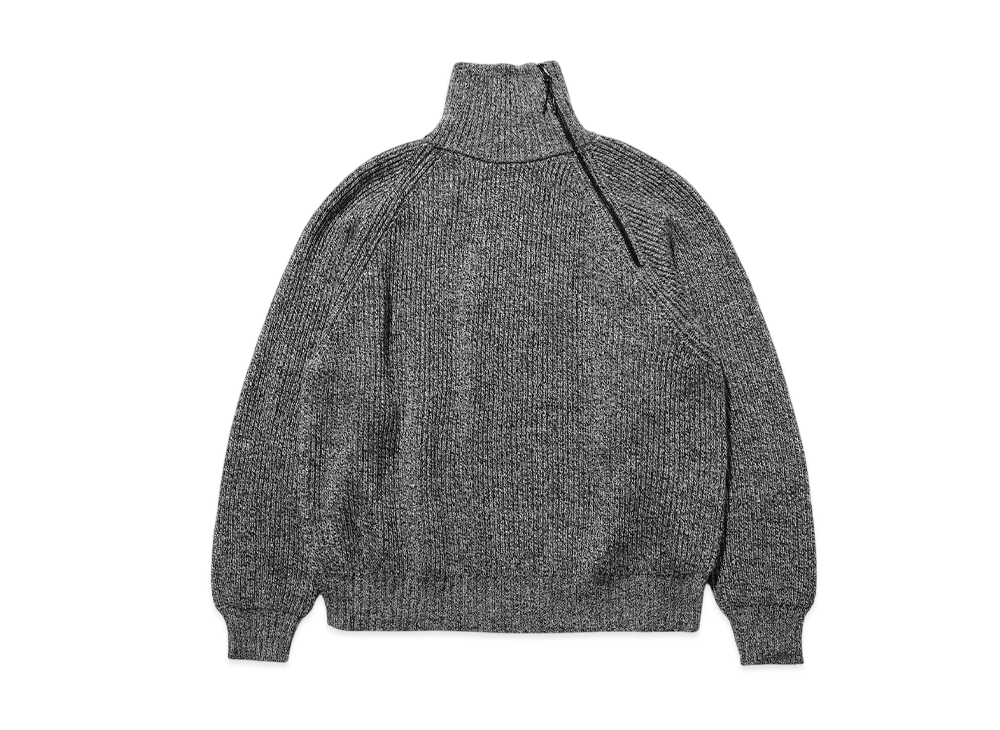 CLESSTE Fine Wool Zip Knit Pullover "Black/White"