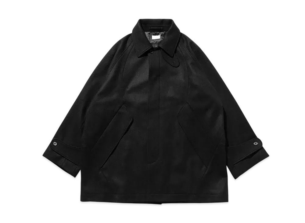 CLESSTE Wool Melton Balmacaan Half Coat "Black"