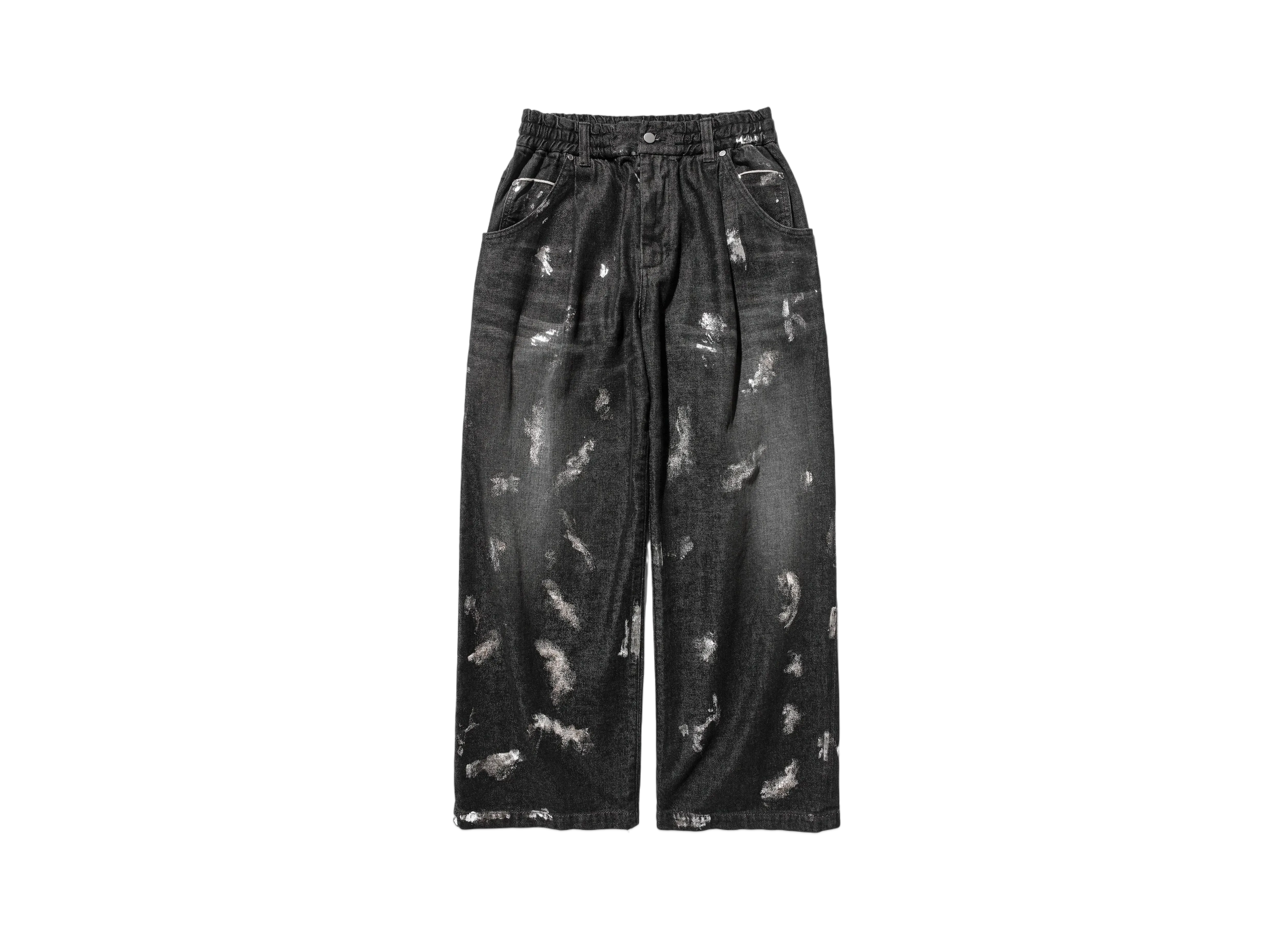 CLESSTE Silver Print Vintage Wash Selvedge Denim Wide Pants "Black"