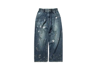 CLESSTE Silver Print Vintage Wash Selvedge Denim Wide Pants "Indigo"