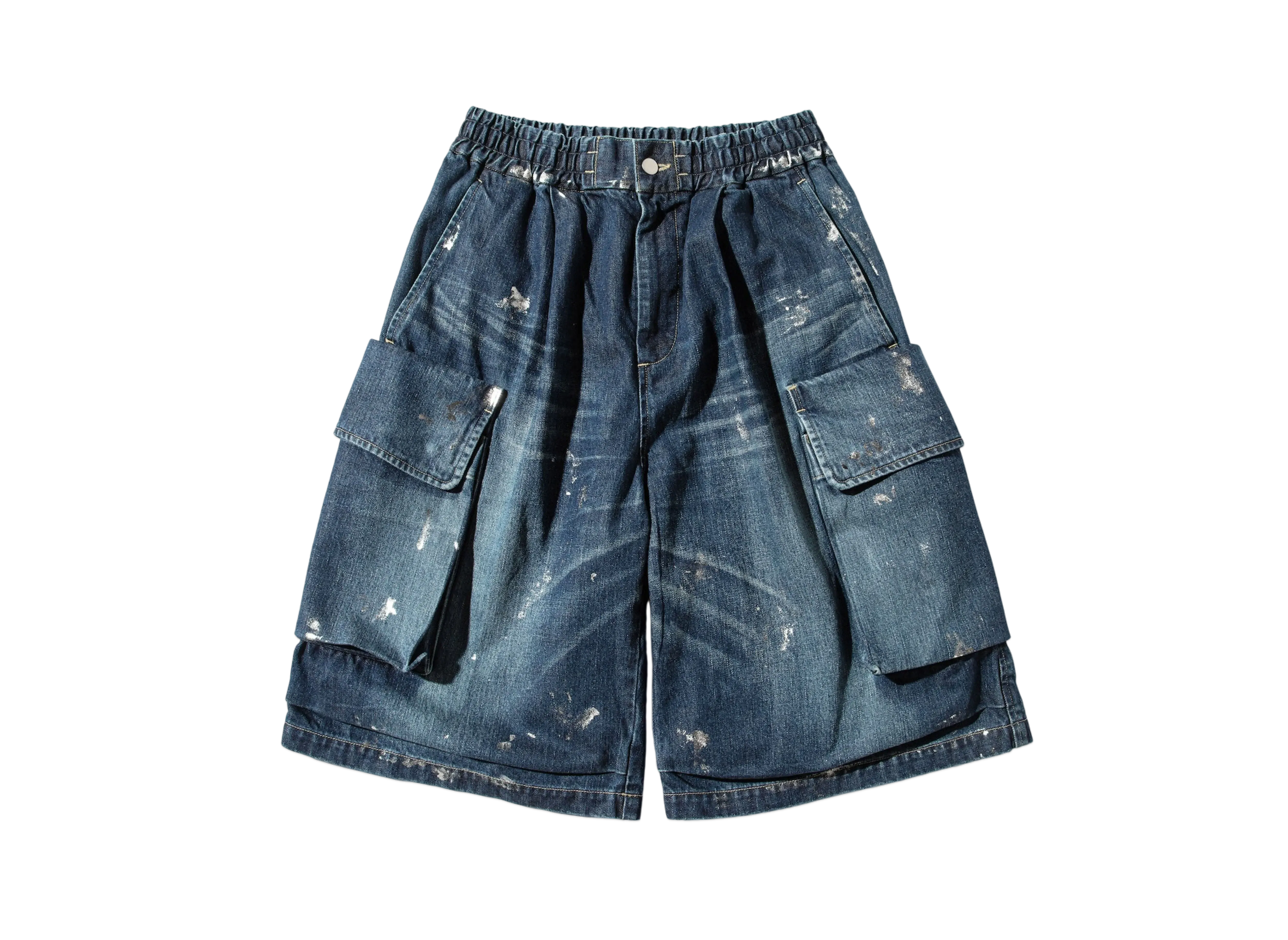 CLESSTE Silver Print Vintage Wash Selvedge Denim City Military Half Pants "Indigo"