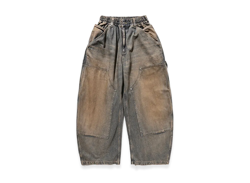 CLESSTE Vintage Dyed Selvedge Denim Double Knee Curved Worker Pants "Vintage Beige"