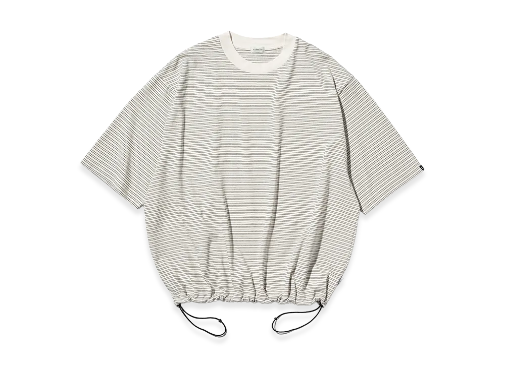CLESSTE Micro Stripe S/S T-Shirt With Drawstrings "Ivory"