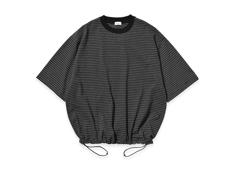 CLESSTE Micro Stripe S/S T-Shirt With Drawstrings "Black"