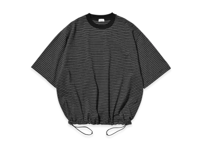 CLESSTE Micro Stripe S/S T-Shirt With Drawstrings "Black"