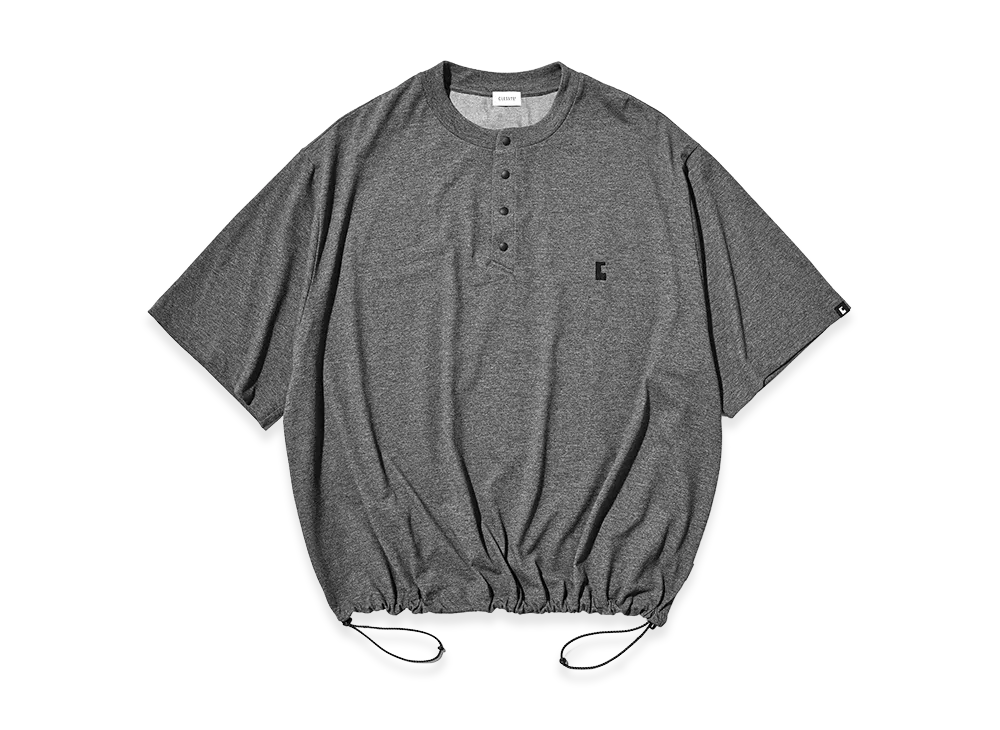 CLESSTE C Tech Henley Neck SS T-Shirt With Drawstrings "Charcoal"