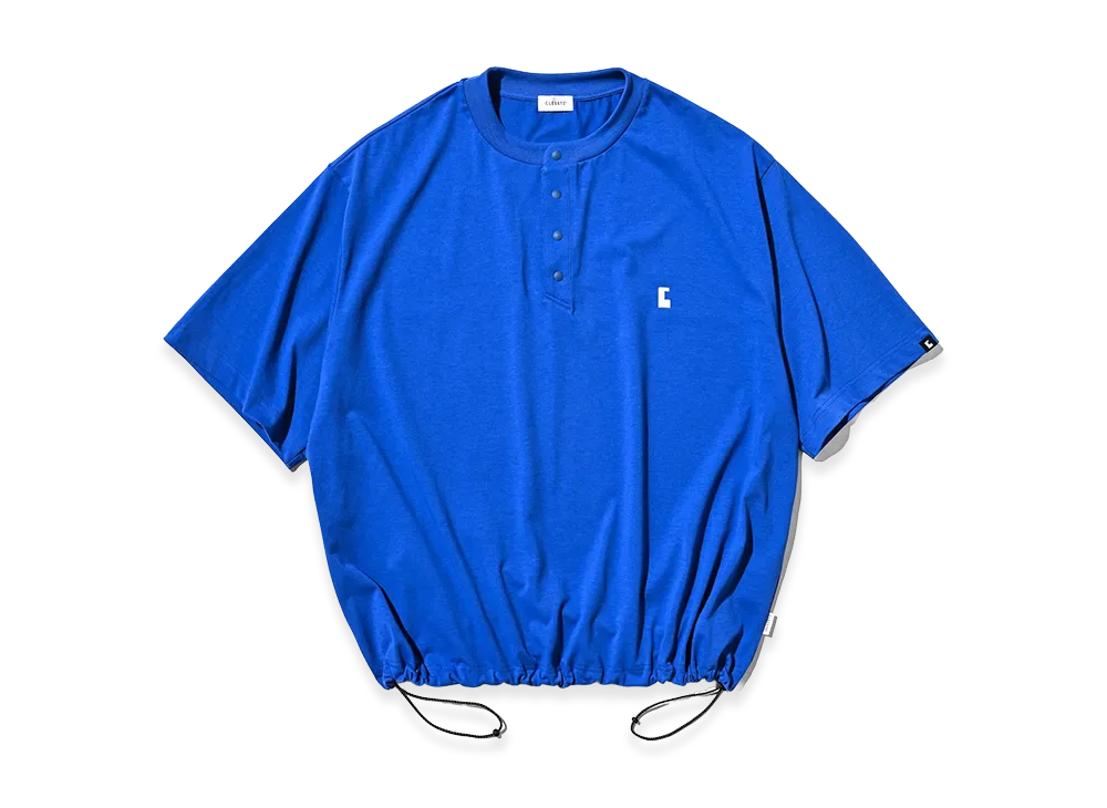 CLESSTE C Tech Henley Neck SS T-Shirt With Drawstrings "Blue"