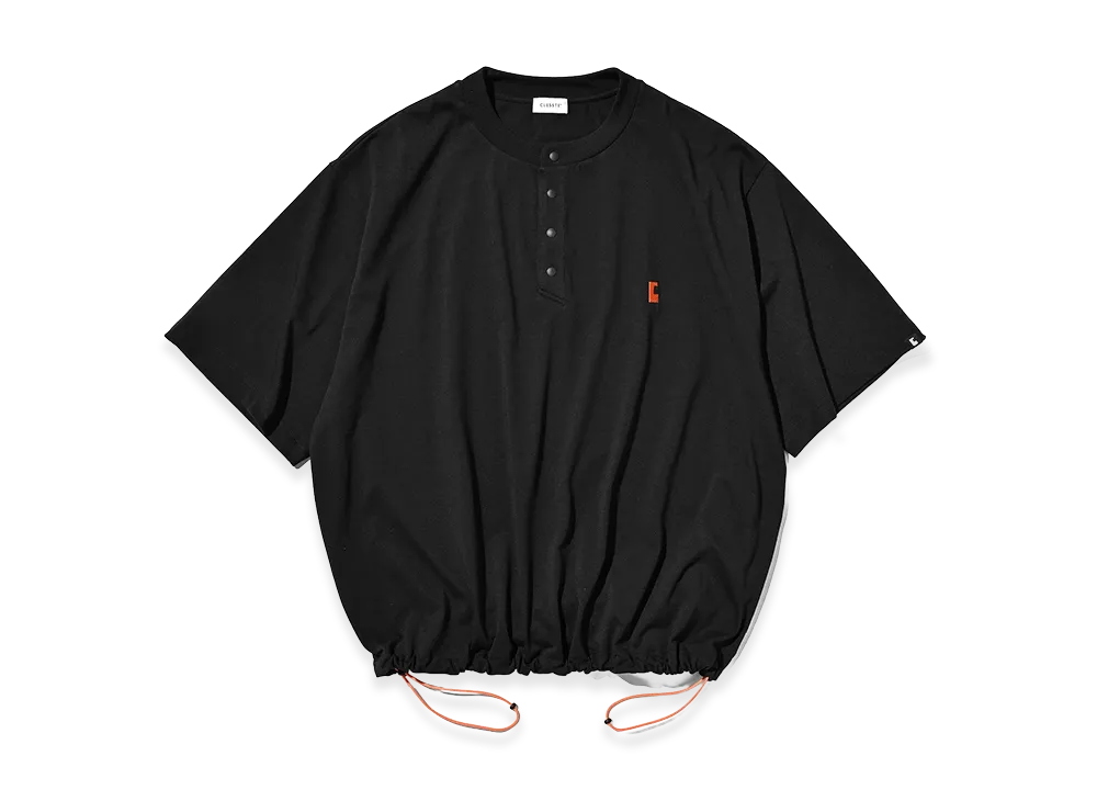 CLESSTE C Tech Henley Neck SS T-Shirt With Drawstrings "Black"