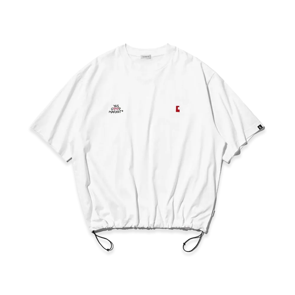 CLESSTE Yes Good Market SS T-Shirt With Drawstrings "White"