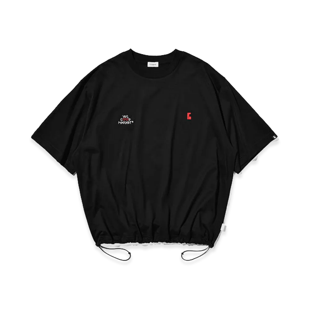 CLESSTE Yes Good Market SS T-Shirt With Drawstrings "Black"