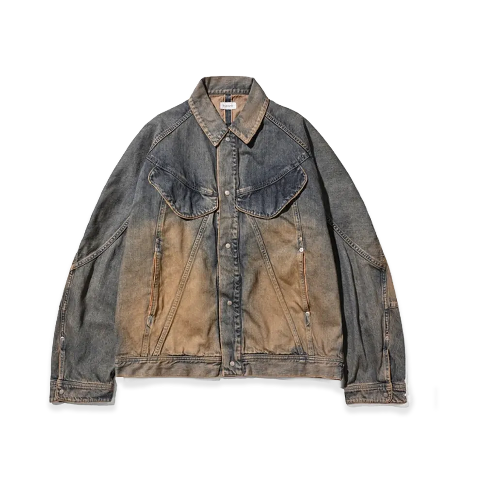 CLESSTE Vintage Dyed Selvedge Denim Future Trucker Jacket "Vintage Beige"