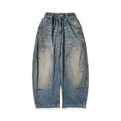 CLESSTE Vintage Dyed Selvedge Denim Double Knee Curved Worker Pants "Vintage Light Indigo"