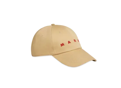 Marni Bio Gabardine Cap with Embroidered Logo "Buttercream"