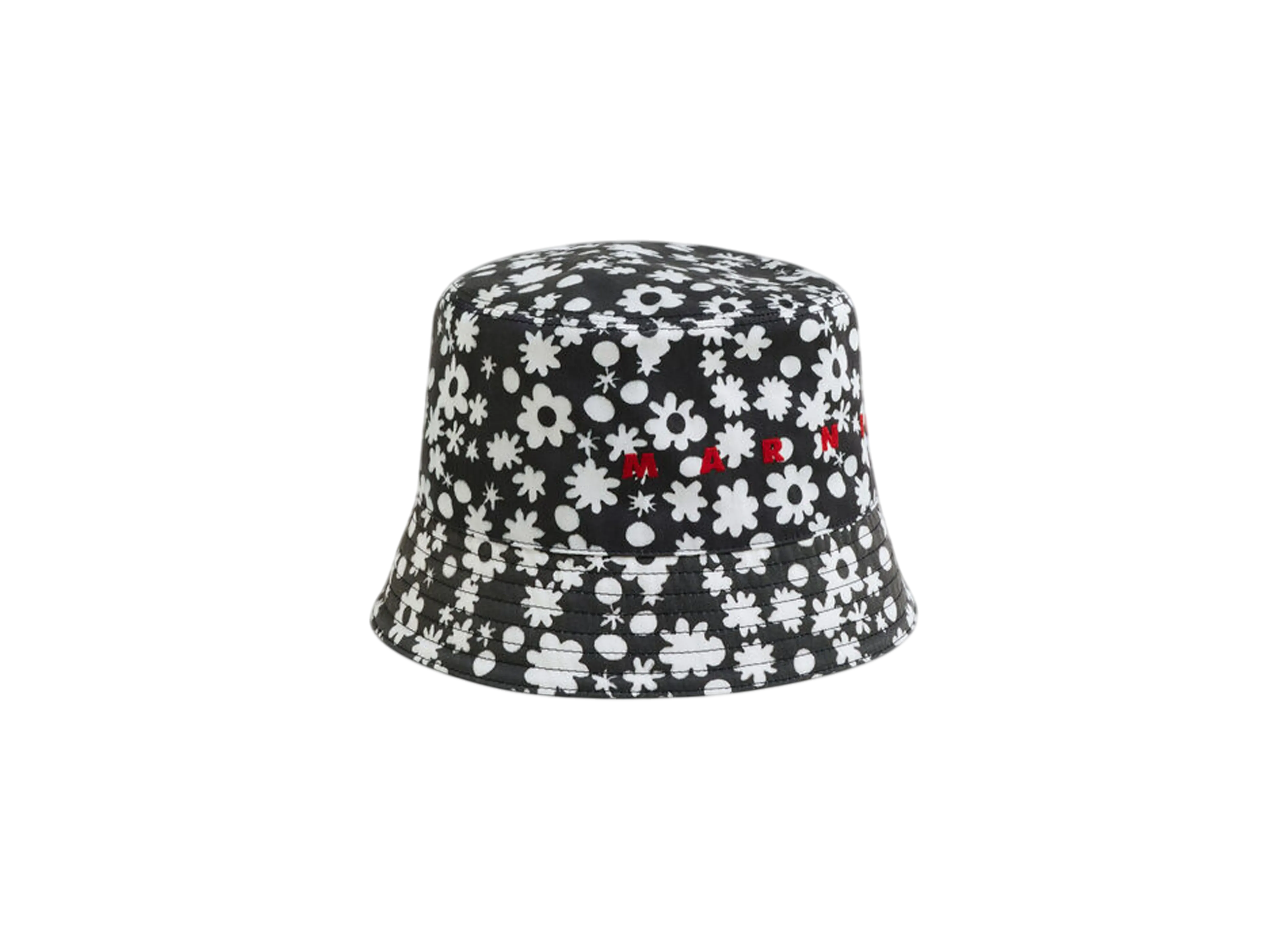 Marni Cotton Bucket Hat with Pop Fields Motif "Black"