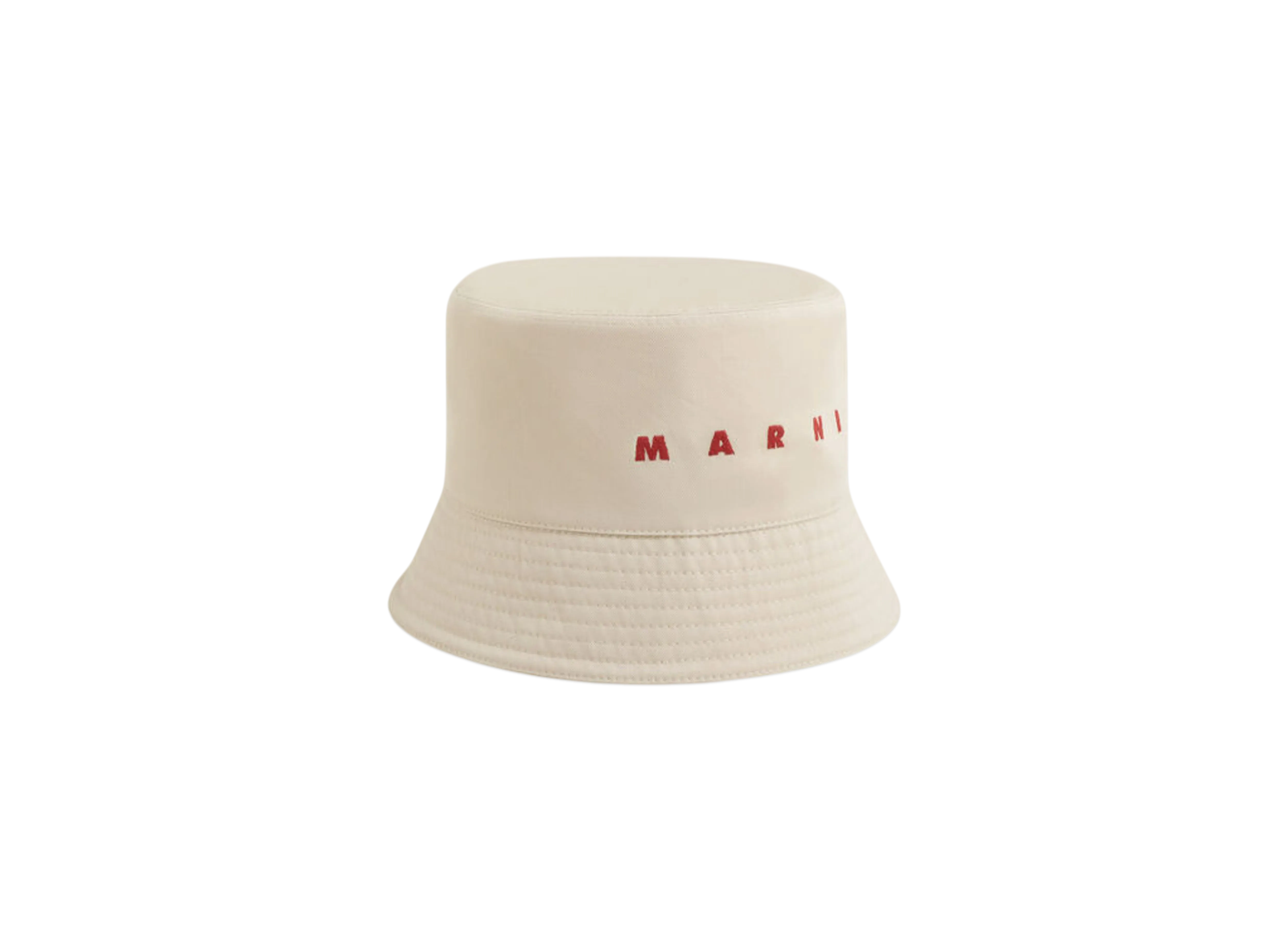 Marni Organic Gabardine Bucket Hat with Embroidered Logo "Ivory"