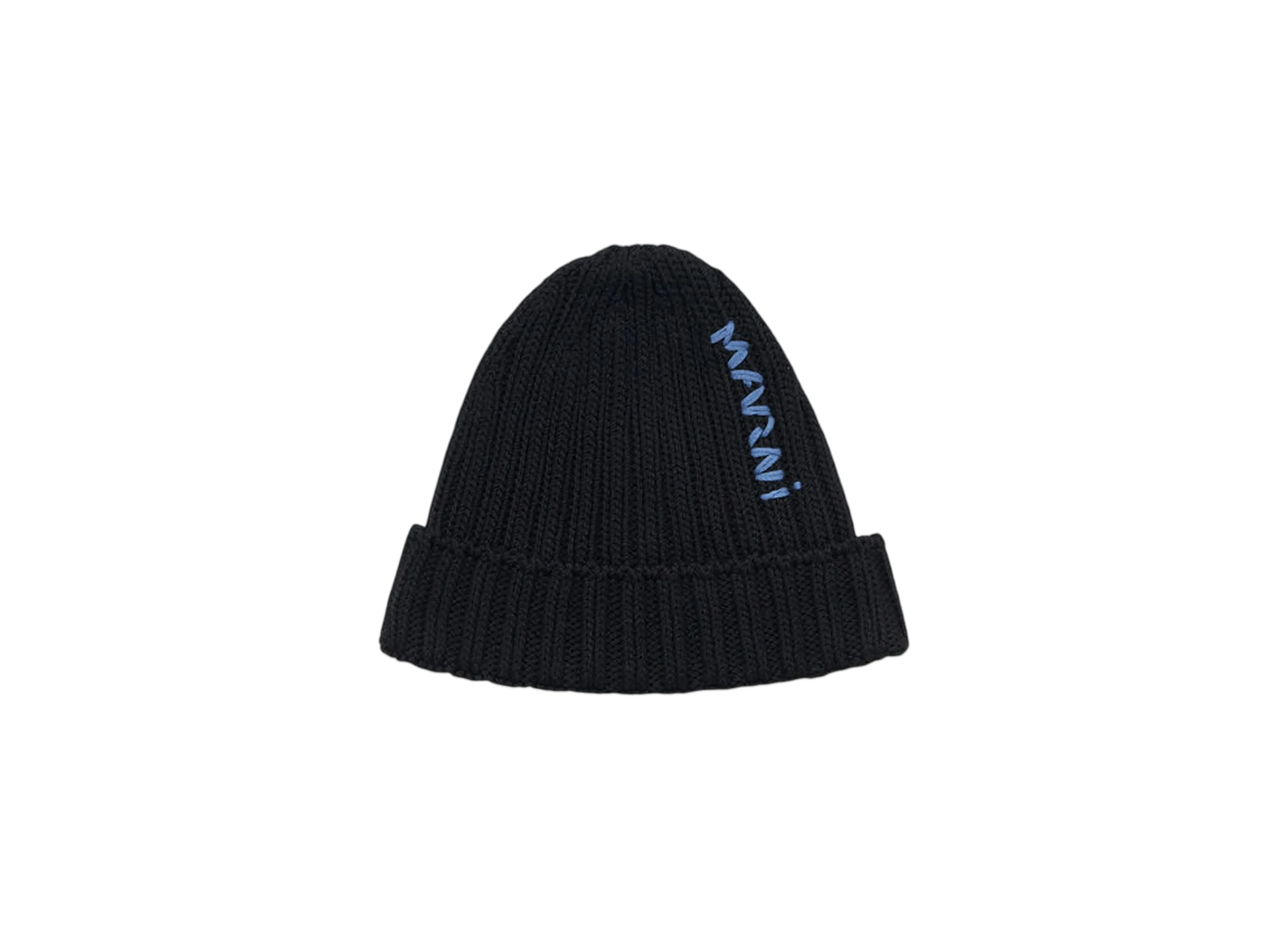 Marni Cotton Beret with Embroidered Marni Logo "Black"